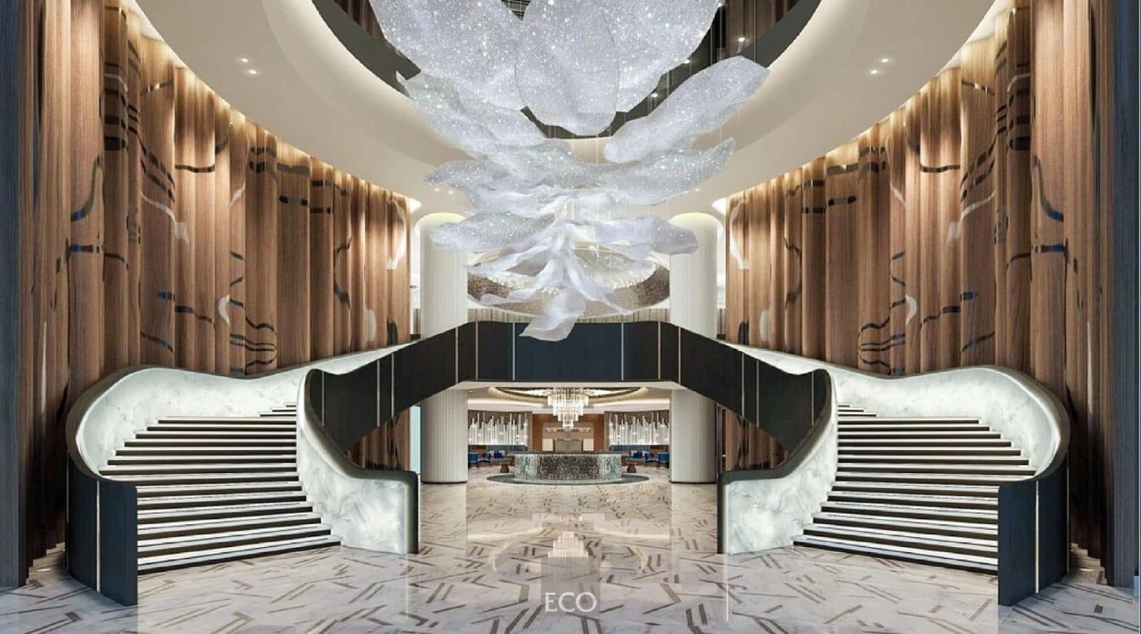Tangga utama Hotel & Pusat Konvensyen Kuala Lumpur, projek ubah suai turnkey RM32.94 juta untuk dua hotel bersebelahan yang siap Disember 2024.