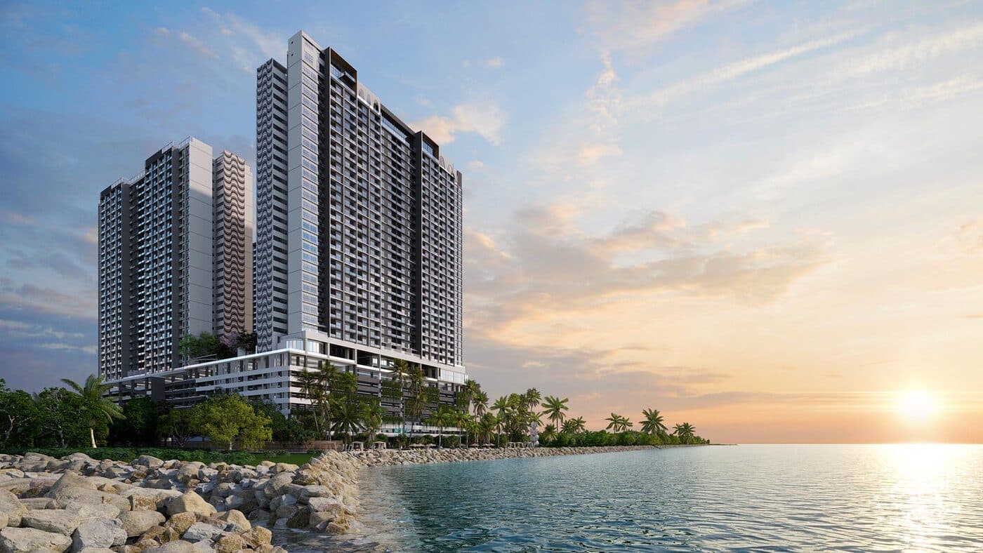 Lukisan artis Residensi Cove di tepi laut Selat Melaka, dalam Zon Ekonomi Pesisir Melaka (M-WEZ). Tanah pajakan 99 tahun, 5.90 ekar; penilai nilai tanahnya RM94.0 juta berbanding nilai buku RM18.52 juta.